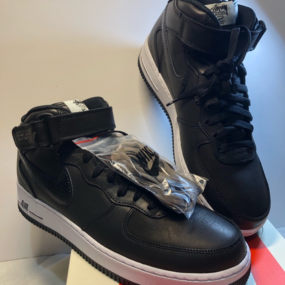 Nike x Stussy Air Force 1 Mid Luxe Black Snakeskin Men’s 9.5 Women’s 11 New - Picture 12 of 16